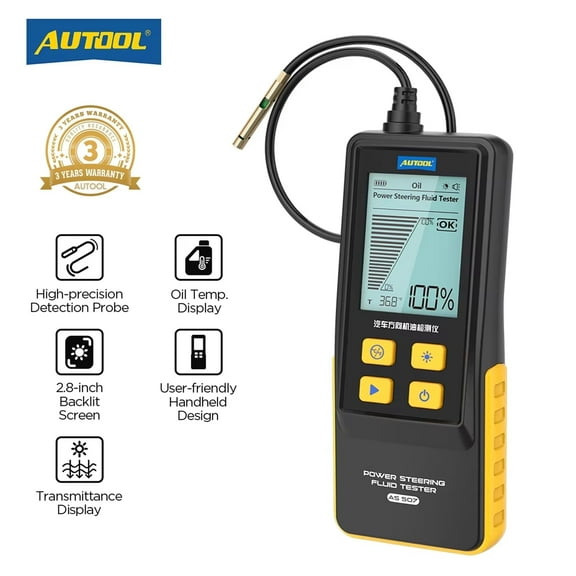 AUTOOL AS507 Power Steering Fluid Tester, Car Direction Oil Tester with High Precision Sensor Probe & 2.8" Backlit Screen for Vehicle Steering Oil Detection