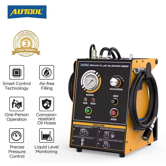 AUTOOL AST603 Electric Brake Fluid Bleeder, Automotive Pulse Brake System Bleeding Machine Vacuum Pressure- Liquid Level Monitoring, Air-Free Filling