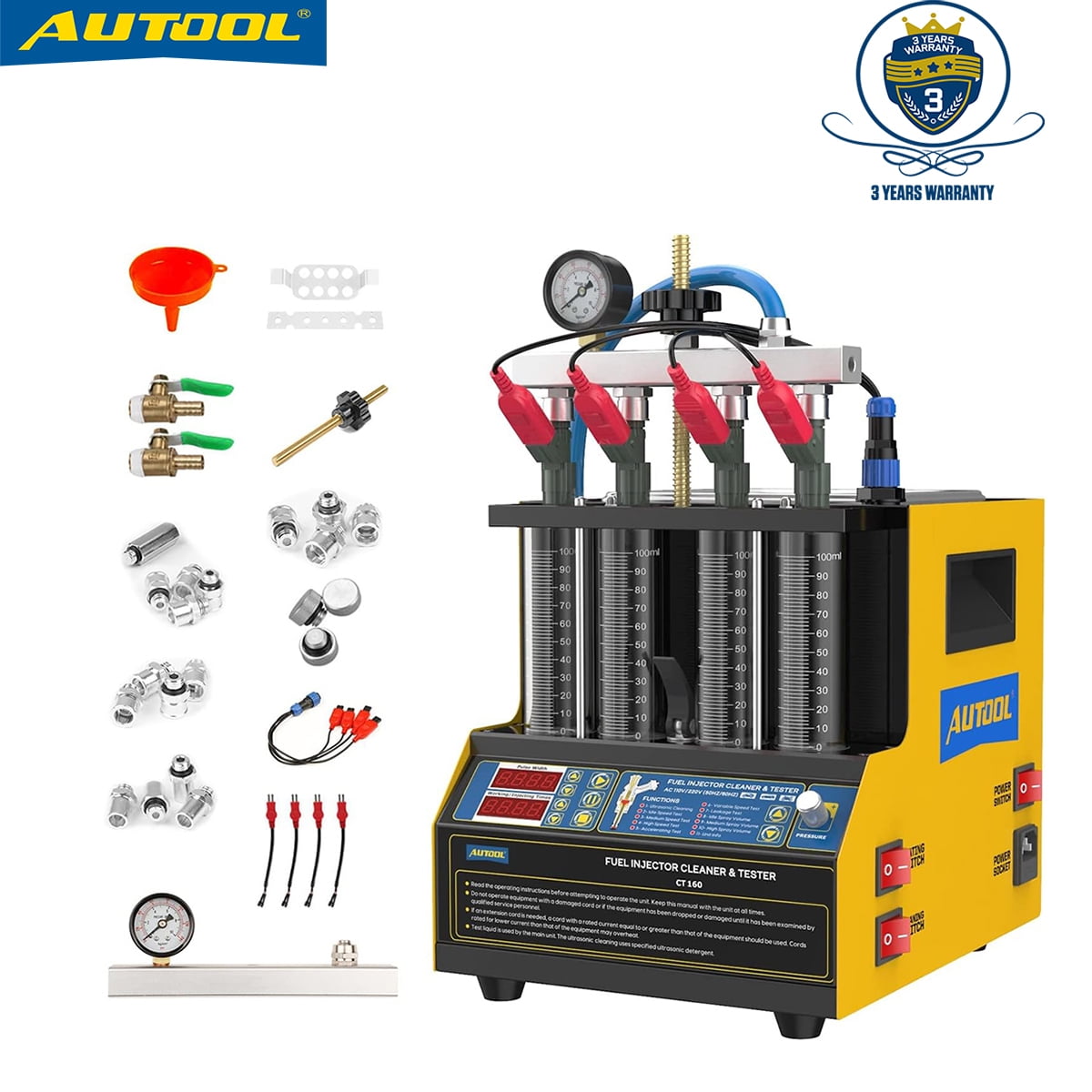 AUTOOL Ultrasonic Wave Fuel Injector Cleaner and Tester Automotive Fuel Injection Systems Cleaning Tools for All Petrol 6 Cylinder Vehicles