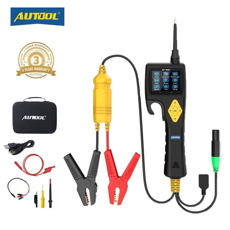 AUTOOL BT280 Car Electrical Power Circuit Probe Tester, 9-30V DC Vehicles Component Test Light Multimeter Oscilloscope Injector Test- 19.69ft Cable