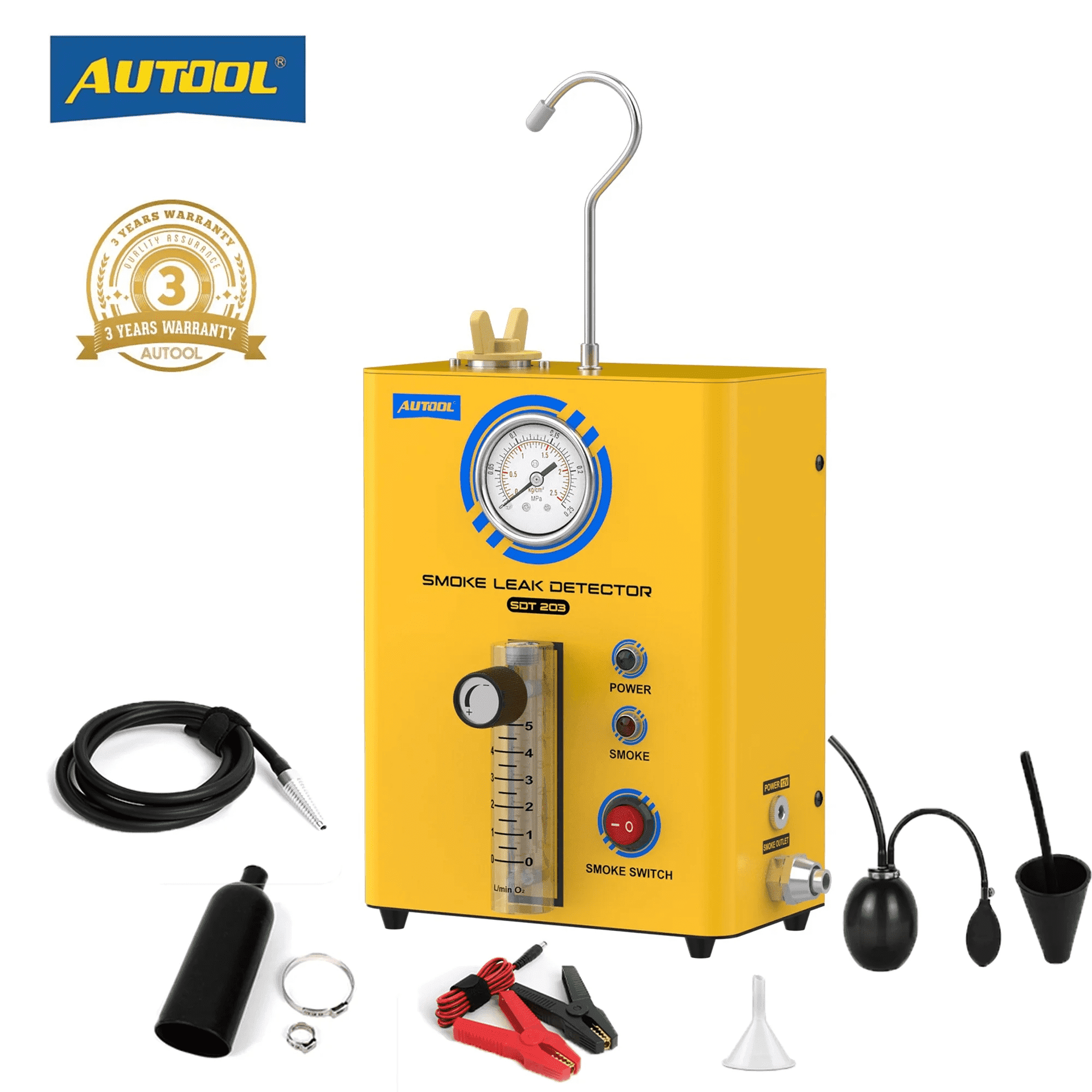 AUTOOL Automotive Smoke Machine EVAP Vacuum Smoke Leak Detector Dual Mode Car Oil Pipeline Leak Locator W/ Pressure Gauge \u0026 Flowmeter for All Vehicles Boat, SDT203