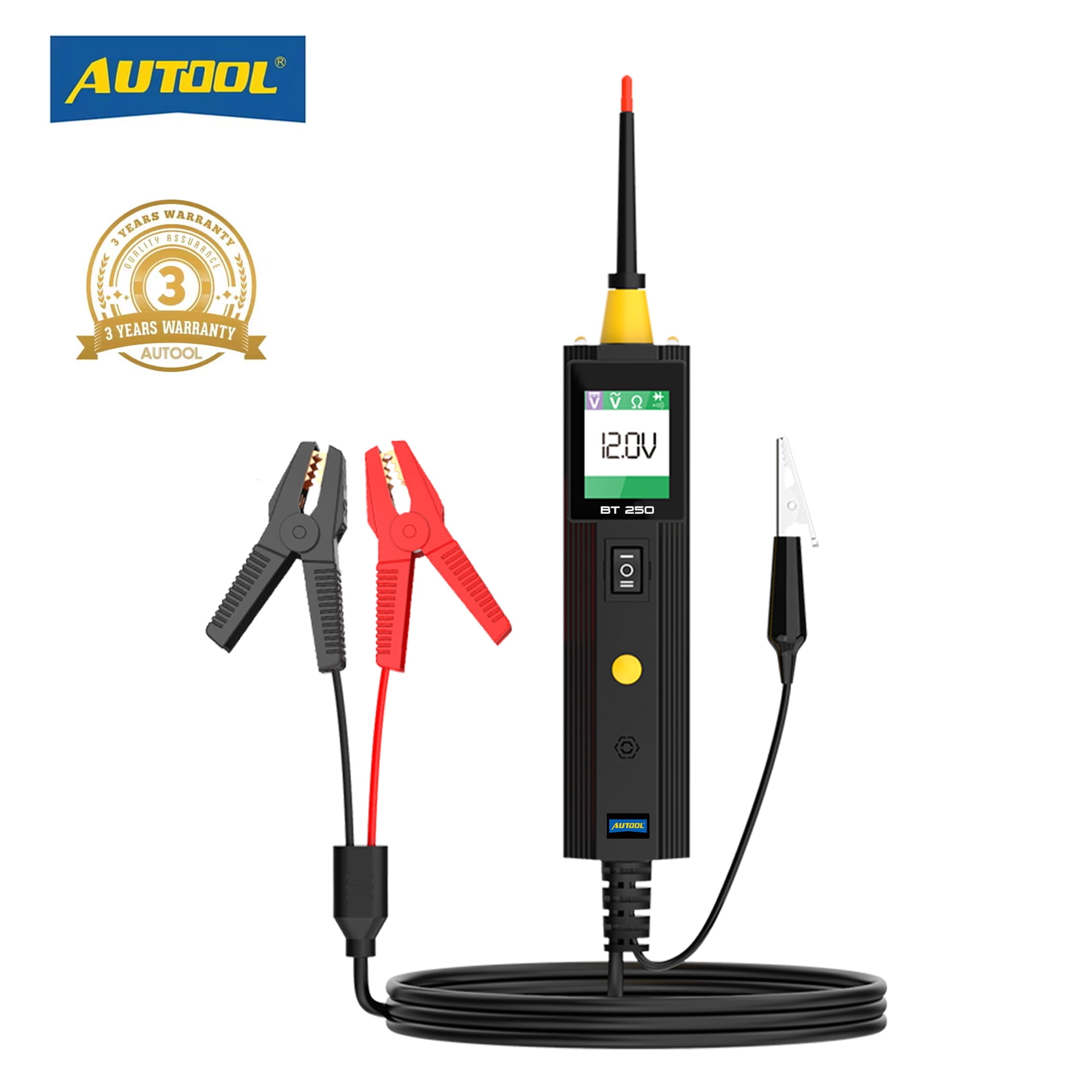 AUTOOL Automotive Power Circuit Probe Tester 60 inch Wire AC/DC Electrical Voltage Tester Breakpoint Finder Fuse Tester W/ LCD Display Buzzer Alarm for Detection Repair