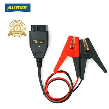 AUTOOL BT30 Car ECU Emergency Power Supply Cable Clip Battery Clamp OBD2 Connector Battery Saver Memory Saver Automotive OBDII Emergency Electrical Plug