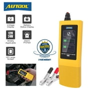 AUTOOL BT70 Automotive Battery Tester Car Voltage Tester Battery Analyzer W/ 2" HD Screen & Alarm Prompt for 12V/24V Lead Acid Batteries