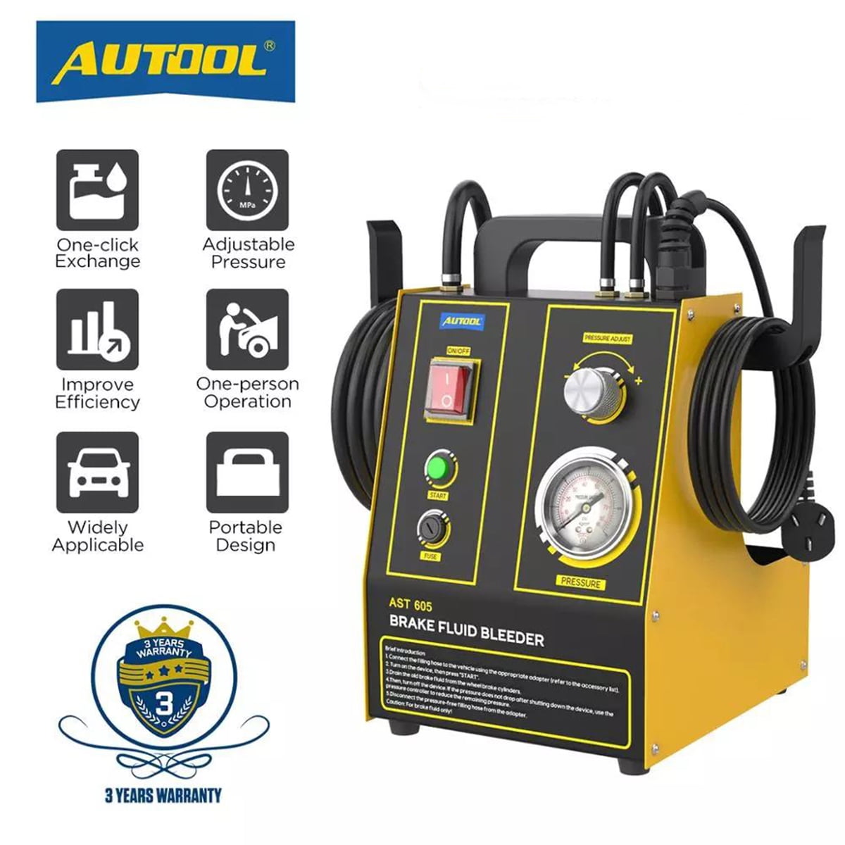 AUTOOL Brake Fluid Bleeder Kit,110V/220V Electric Automatic Brake Fluid