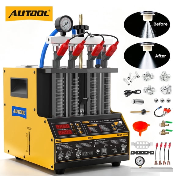 AUTOOL CT160 Automotive Fuel Injector Cleaning Machine 4 Cylinder Injector Cleaner & Tester 2000ml Fuel Injector Cleaner Machine