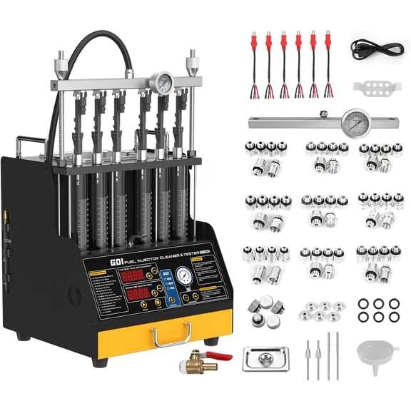 AUTOOL CT450 GDI EFI FSI Fuel Injector Tester Cleaner Ultrasonic Heat Cleaning Machine 6 Cylinders Petrol Nozzle Tester Backlit Display 110V