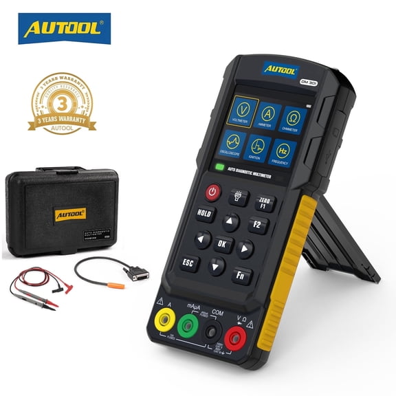 AUTOOL DM301 Automotive Multimeter Circuit Tester, AC/DC Voltage Oscilloscope Diode Tester W/ Portable Toolbox for Car Electrical Diagnostic