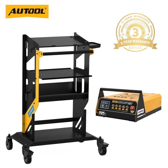 AUTOOL EM355 120A Inverter Programming Power Supply,1200W ECU Programming Car Battery Charger & Repair W/ 9.84ft Clip Leads 5.9ft Black Power Cord & T22 Automotive Rolling Cart