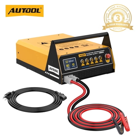 Autool EM355 120A Smart Flash Reprogramming Power Supply 1200W Ecu Flash Reprogrammer & Adjustable Power Supply w/ 6.5ft Cables, HD Display