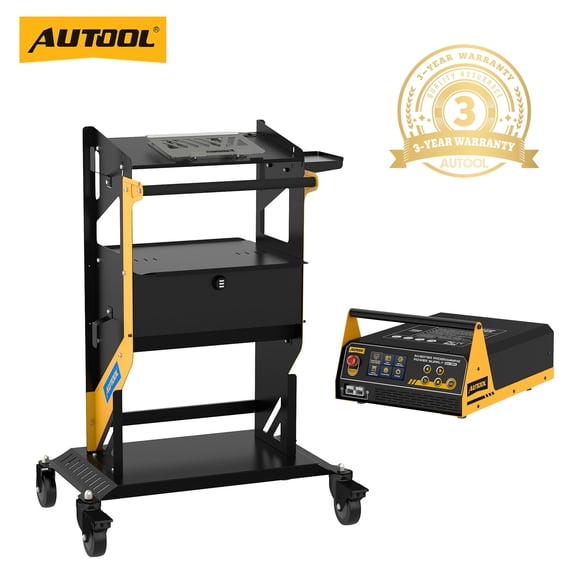 AUTOOL EM385 150A Flash Reprogramming Power Supply W/ Car Battery Charging Repair Programming Starting Mode & T23 Rolling Tool Cart