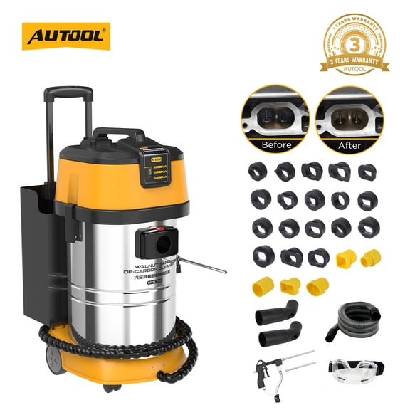 AUTOOL HTS518 Walnut Sand Blasting Machine Automotive Engine De-Carbon Cleaner for Car Intake Valve Carbon Deposits Removal Built-in Dust Filter, 110V