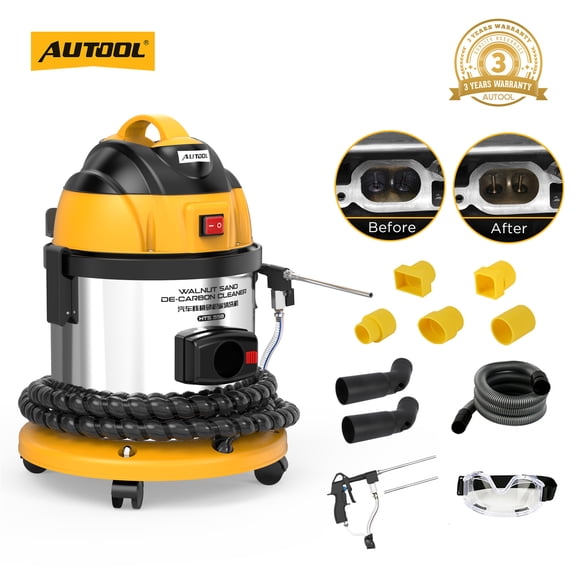 AUTOOL HTS558 Walnut Blaster, 1200W Engine Intake Valve Cleaner Machine, 13L Capacity Automotive Engine Carbon Remover with Extension Nozzle Sandblaster Gun & Built-in Filter