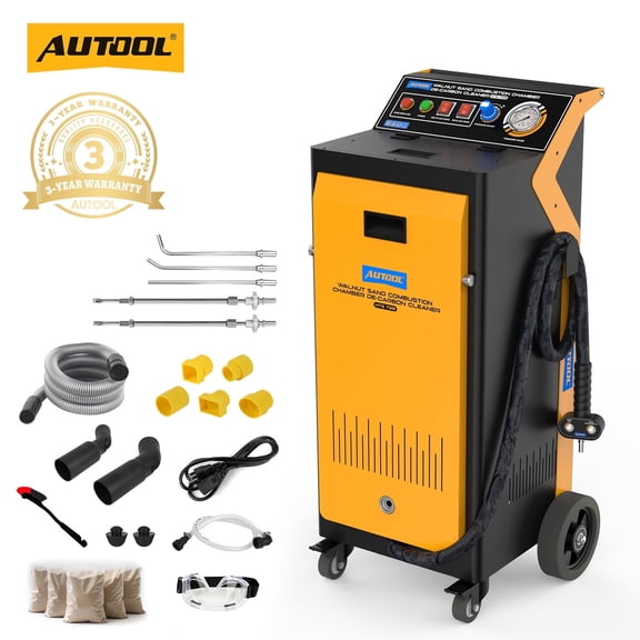 AUTOOL HTS728 Walnut Sand Blaster, 1400W Engine Combustion Chamber Carbon Cleaning Machine Intake Pipe Valve De-Carbon Cleaner W/ Blasting & Air Dual Mode