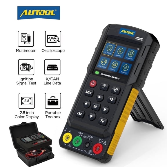 AUTOOL DM303 Automotive Digital Multimeter Kit, Voltage Circuit Relay Injector Tester K/CAN with 12 Test Funtions Multiple Detection Lines for Car Electrical Diagnostic