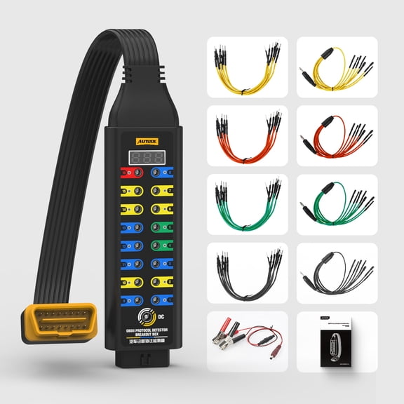 AUTOOL OBD2 Breakout Box, OBDII Protocol Diagnostic Detector 16-Pin CAN Breakout W/ Voltage Display Power Cable for All Automotive Vehicle