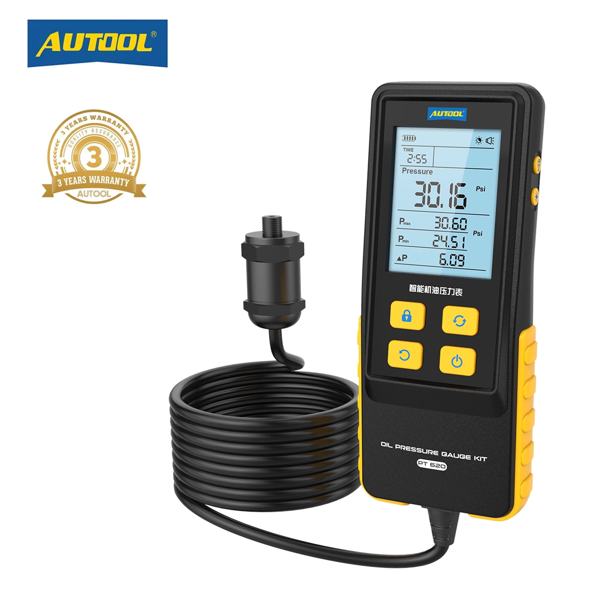 Autool Engine Monitor AUTOOL PT620 Engine Oil Pressure Tester, Digital Oil Pressure Detector ...