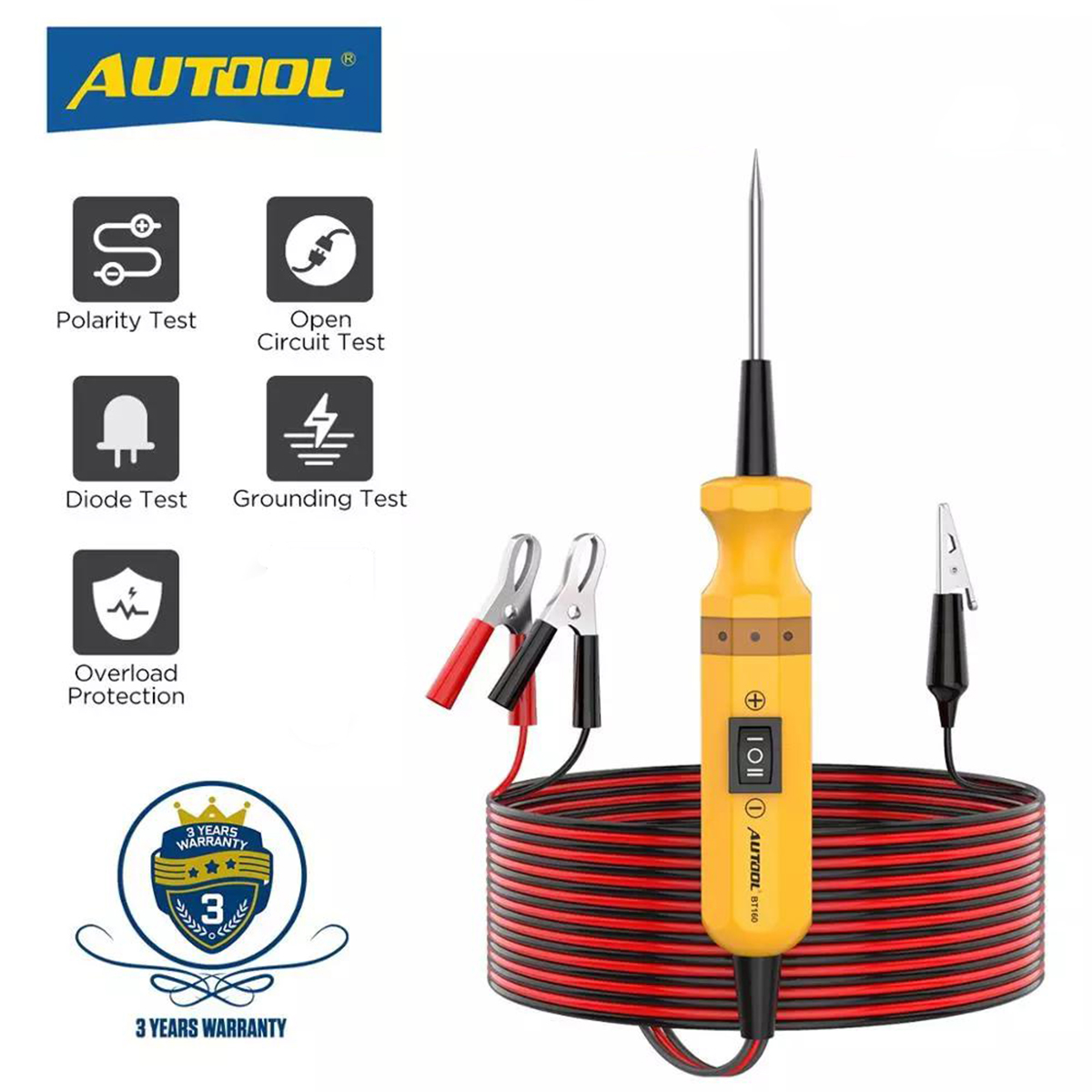 AUTOOL Automotive Power Circuit Probe Tester, Fuse Tester, 9V to 30V DC