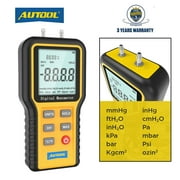 AUTOOL Professional Air Pressure Meter, Dual Port Manometer Gas Pressure Tester,12 Selectable Units Differential Pressure Gauge, HVAC Digital Manometer for Car Air Conditioning
