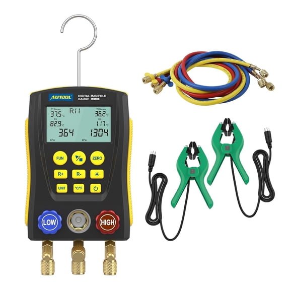 AUTOOL LM120+ Digital Manifold Gauge Set, HVAC Pressure & Vacuum Tester, 89 Refrigerants R410a/R134a