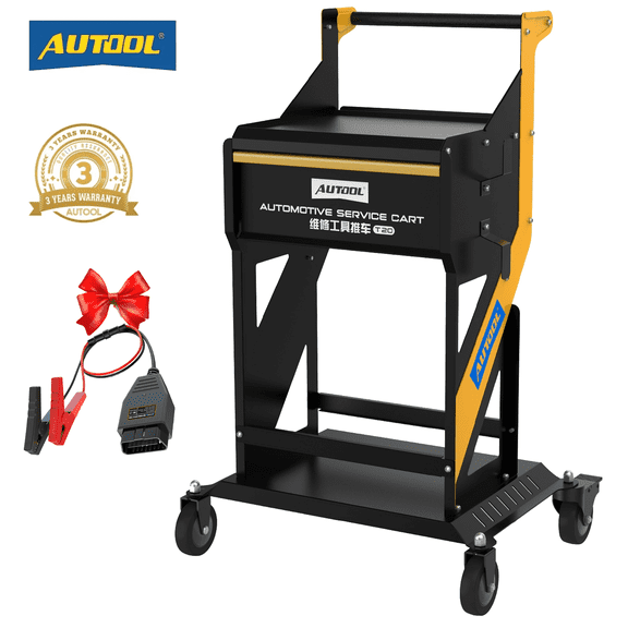 AUTOOL T20 Professional Heavy Duty Tool Workshop Cart & Parts Trolley 3 Level with Drawer, Automotive Service Cart 360 Swivel Casters, Load Bearing 220LB