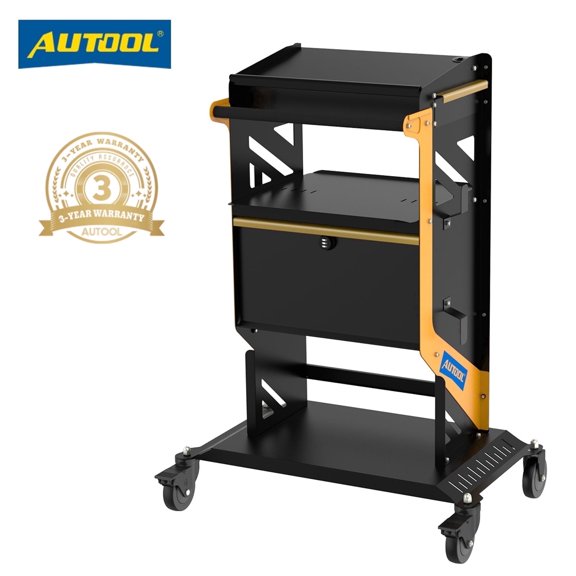 AUTOOL T25 Automotive Service Utility Cart 360 Swivel Caster Mechanic Tool Cart W/ Two Drawers 5-Layer Modular Storage for Garage Workshop
