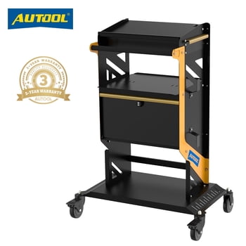 AUTOOL T25 Automotive Service Utility Cart 360° Swivel Caster Mechanic Tool Cart W/ Two Drawers 5-Layer Modular Storage for Garage Workshop