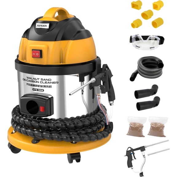 AUTOOL Walnut Blaster Kit, Car Engine Carbon Deposit Cleaner, 110V 1200W Sand Blaster for Deep Removal with 4.4lbs Walnut Sand