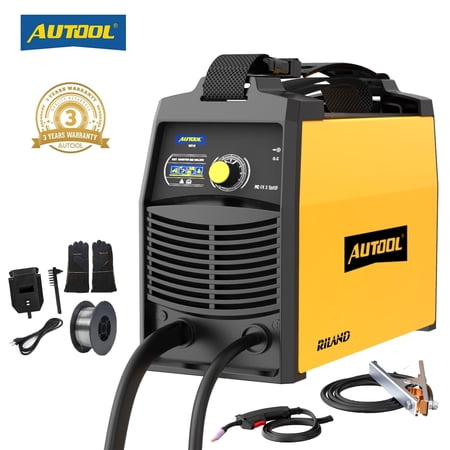 AUTOOL Welder Gasless MIG Welding Machine 110V Portable IGBT Inverter Welder Flux Core Self-Shielding Welding Machine W/ Overheat Protection & Adjustment Knob for Beginner Repair