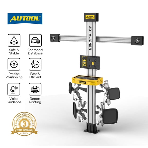 AUTOOL XC503 3D Wheel Alignment Machine, Precise Wheel Aligner, Automotive Tire Alignment Tool W/ Printer & Synchronized LED and Voice Guidance