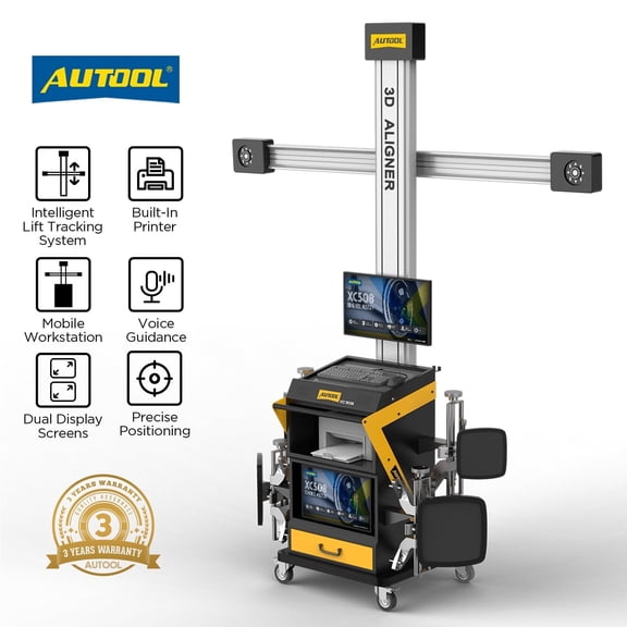 AUTOOL XC508 3D Wheel Aligner Machine Dual Screen Tire Aligner W/ Printer Smart Lift Tracking Voice Guidance for Two/Four-Post & Scissor Lifts