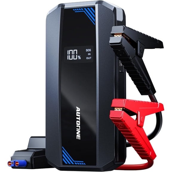 AUTOONE Car Jump Starter 6000A Battery Booster, Portable Battery Pack for All Gas 10L , 12V Jump Box with Smart Jumper Cable for Car Battery, Vehicle Lithium Starter, LCD Display, w/LED Light