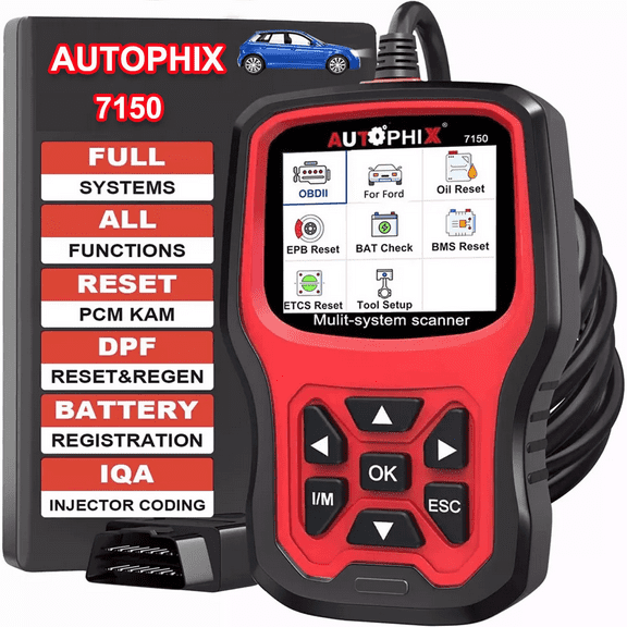 AUTOPHIX 7150 OBD2 Scanner Code Reader All Systems Automotive Diagnostic Scanner ABS Battery TPMS Reset for Ford