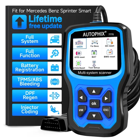 AUTOPHIX 7770 OBD2 Scanner Automotive Diagnostic Tool Fits for Mercedes Benz Sprinter Smart Car Scanner All System Scanner with Reset Service Tool OBDII Automotive Code Reader Free Lifetime Update