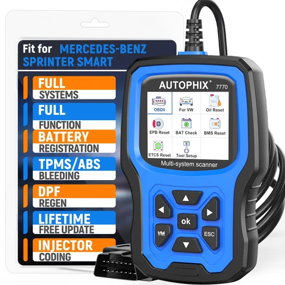 AUTOPHIX 7770 OBD2 Scanner Automotive Diagnostic Tool Fits for Mercedes Benz Sprinter Smart Car Scanner All System Scanner with Reset Service Tool OBDII Automotive Code Reader Free Lifetime Update