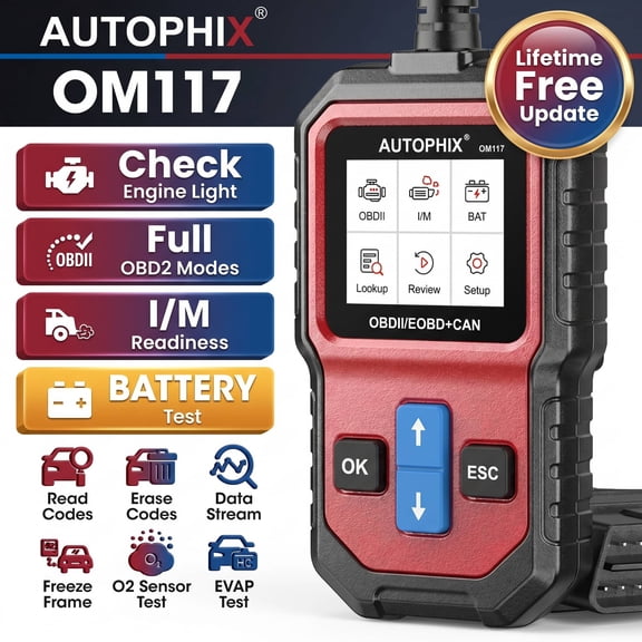 AUTOPHIX OM117 OBD2 Scanner Car Diagnostic Tool Automotive Code Reader Turn Off Engine Light, Free Lifetime Update