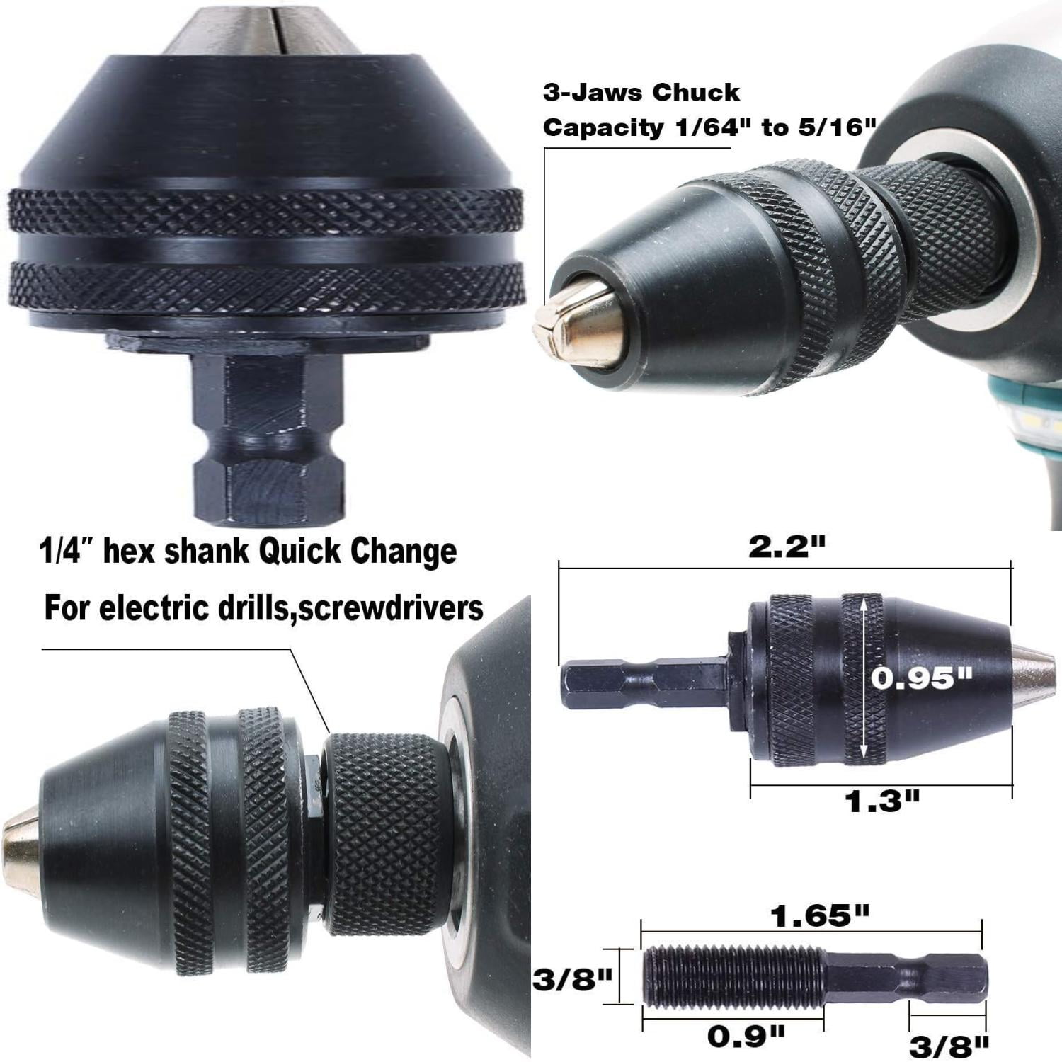 AUTOTOOLHOME 1/4inch Hex Shank Keyless Drill Chuck Quick Change