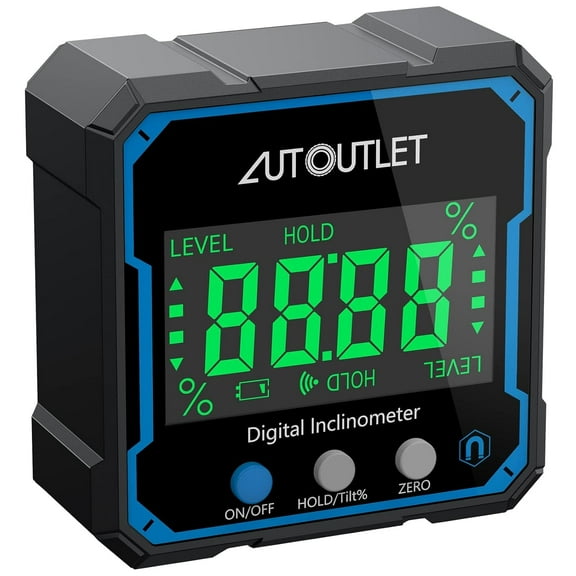 AUTOUTLET Digital Angle Gauge Magnetic Angle Finder with Backlight Display Mini Inclinometer Digital Protractor IP54 Waterproof for Woodworking