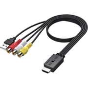 AUTOUTLET RCA to HDMI Converter with Aspect Ratio Switch 43/169, 1080P/720P AV to HDMI Composite CVBS Video Audio Adapter Supports PAL/NTSC for Wii/N64/PS2