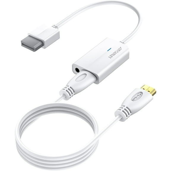 AUTOUTLET Wii to HDMI Adapter, 1080P/720P HD Converter with Indicator Light, 3.5mm Audio Output, 1.8M HDMI Cable & 20CM Extension for Nintendo Wii/Wii U.