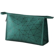 AUTOVISUM Makeup Cosmetic Bag, Zipper Organizer Bags, Waterproof PU Leather, Portable Lightweitht, Ever Green