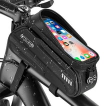 AUTOWT Bike Front Frame Bag - 1.5 L Waterproof Bike Accessories Bike Pouch, Reflective Bike Top Tube bag, 3D Hard Eva with Sensitive TPU Touch-Screen for Phone Under 6.7”