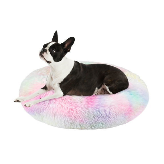 AUTOWT Calming Dog Bed for Small Dogs Cats, Donut Cuddler Cozy Warm Anti-Anxiety Dog Cat Cushion Mat, Ultra Soft Fluffy Plush Round Pet Pillow Non-Slip Bottom Machine Washable