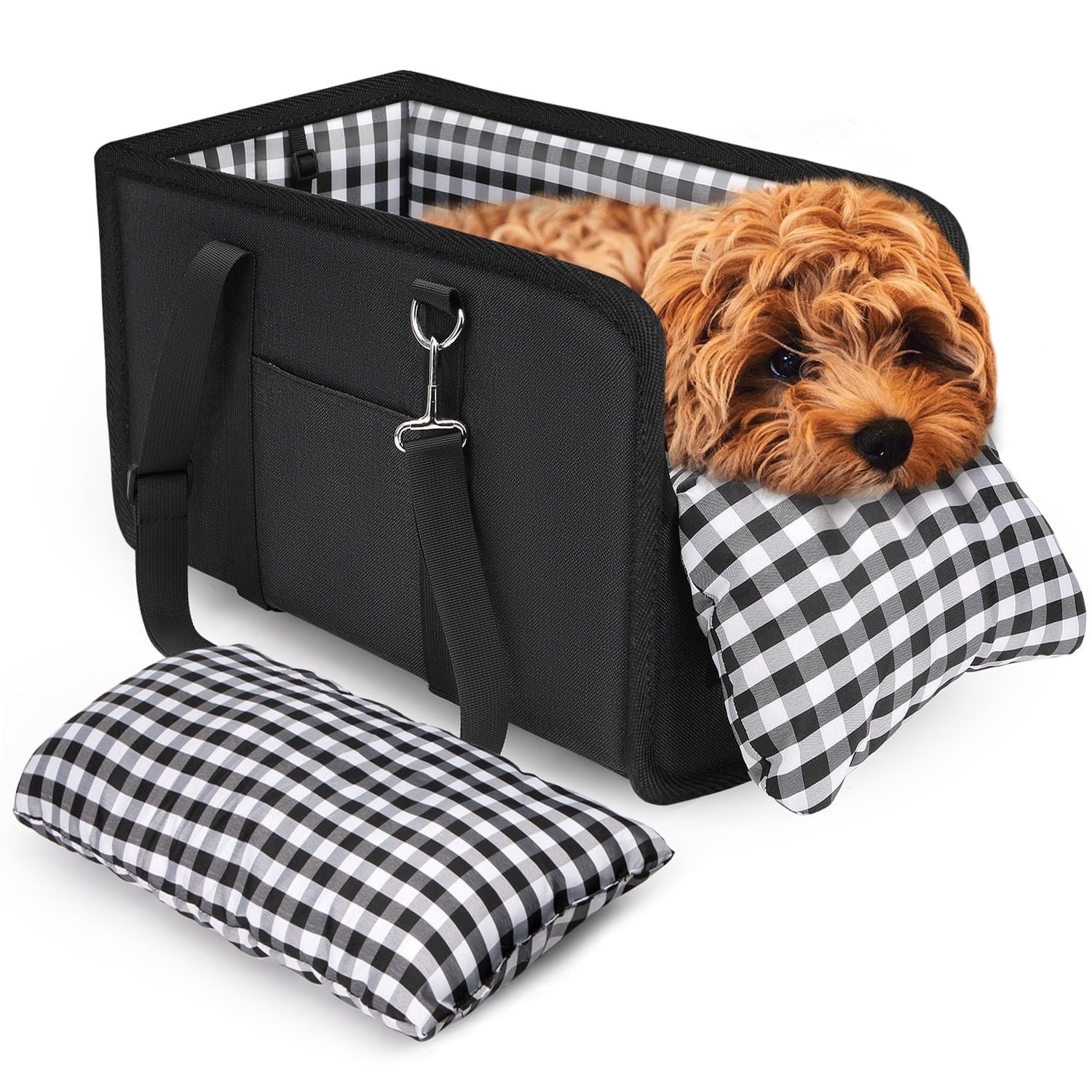 AUTOWT Console Dog Car Seat, Booster Seat with Safety Belt and Soft Cushions, Portable Carrier for Dogs up to 11lbs