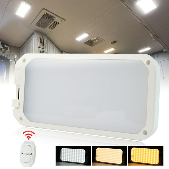 AUTOXBERT 3 Colors 12V Interior Roof Ceiling Dome Light Remote Switch for Camper RV Caravan