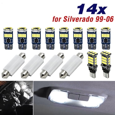 12pc Pure White LED Interior & License Plate Bulb Combo For Chevy Silverado – 194, 921, Festoon Fit