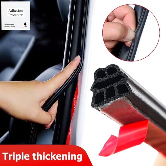 AUTOXBERT 16FT/5M Car Door Weatherstrip Rubber Seal Strip 3-Layer Waterproof Noise Insulation