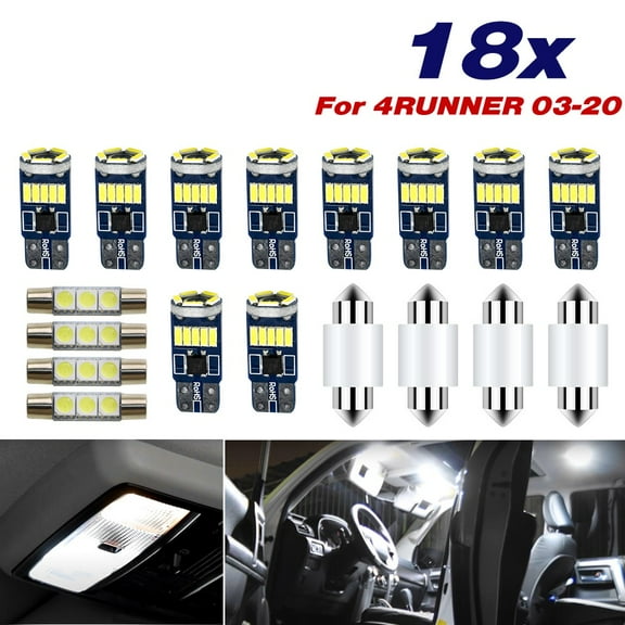 AUTOXBERT 18Pcs LED Interior Light Bulb Package Dome Map Footwell for Toyota 4Runner 2003-20