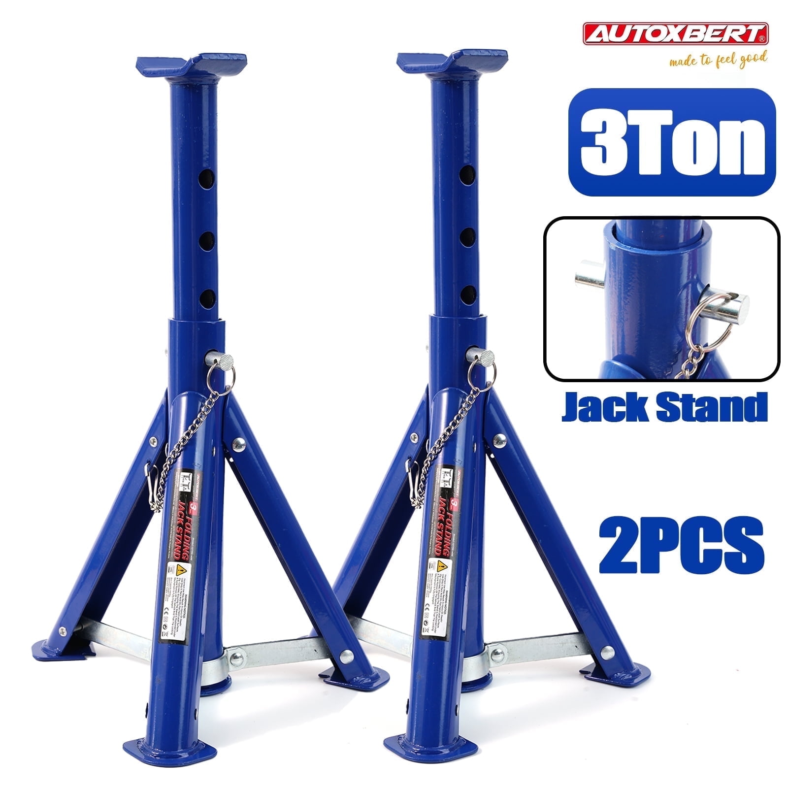 AUTOXBERT 2 PCS 3 Ton Car Jack Stands Lift Heavy Duty Vehicle Support Durable Axle Jack