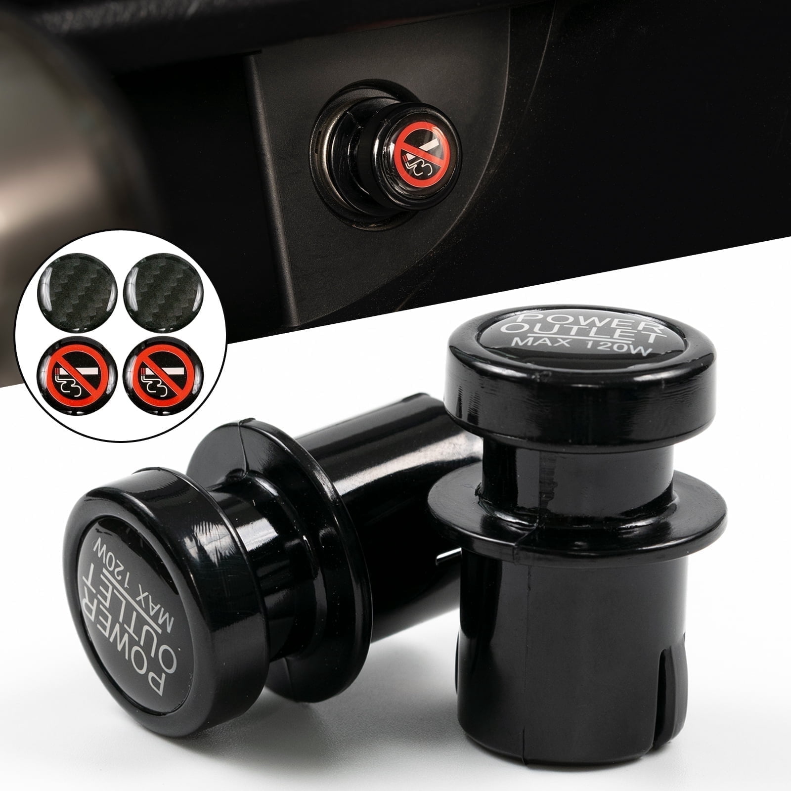 cigarette lighter cover cap AUTOXBERT 2 Pack Car Cigarette Lighter Cover Cap Socket Safety Waterproof  Black 21MM